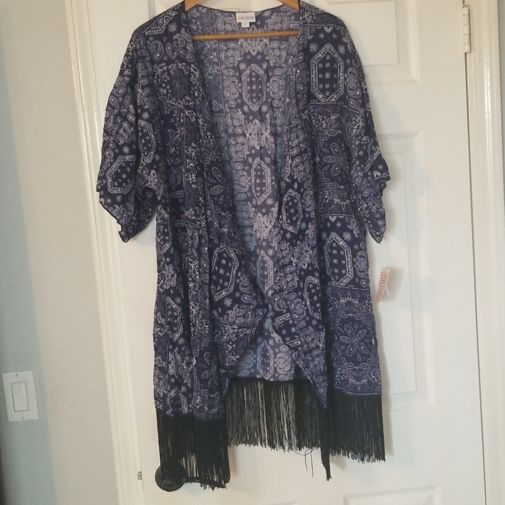 NWT Large LulaRoe Navy Short Sleeved Cardigan